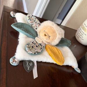 My Dou Dou Plush Lion Comforter Toy - Cream, Teal & Mustard
